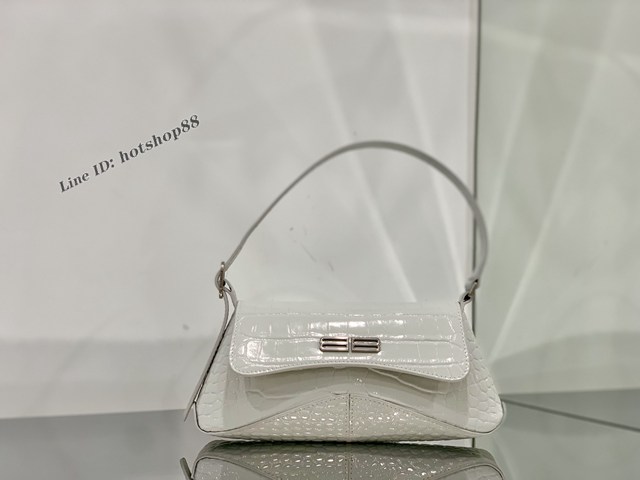 Balenciaga專櫃爆款XX Bag斜挎背包 巴黎世家鱷魚紋皮翻蓋腋下包 fyj1903